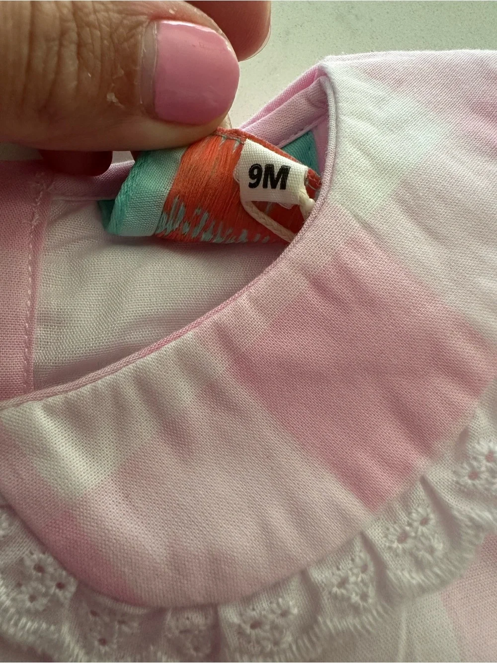 Pink Gingham Embroidered Name Top & Red Bloomers Kids Set